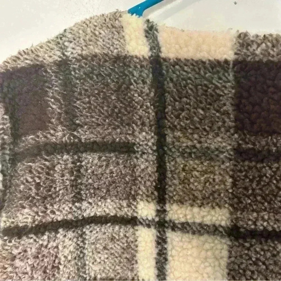 Sanctuary Brown Plaid Teddy Sherpa Jacket Coat Size M - Picture 6 of 9